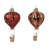 Decoris Hanging Glass Hot Air Balloon with Santa 14cm - 2 Assorted,